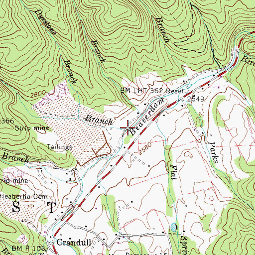 Topographic Map of Marshall Branch, TN
