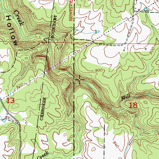 Topographic Map of Yates Creek, AL