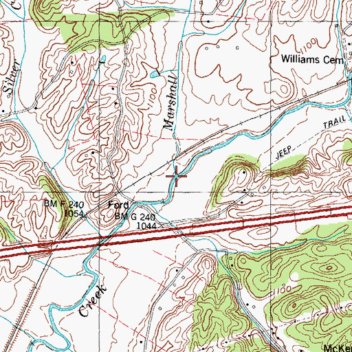 Topographic Map of Marshall Creek, TN