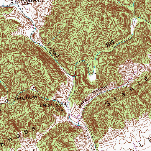 Topographic Map of Marshall Creek, TN
