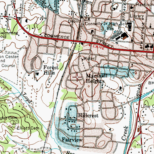 Topographic Map of Marshall Heights, TN