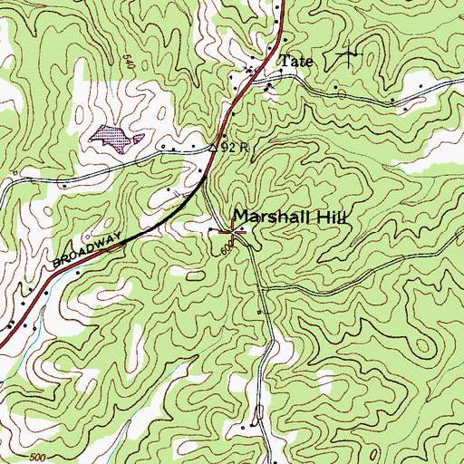 Topographic Map of Marshall Hill, TN