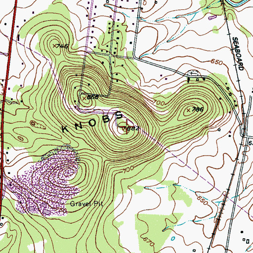 Topographic Map of Marshall Knobs, TN