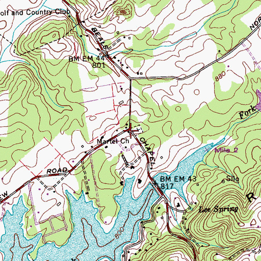 Topographic Map of Martel Church, TN