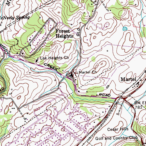 Topographic Map of Martel Church, TN