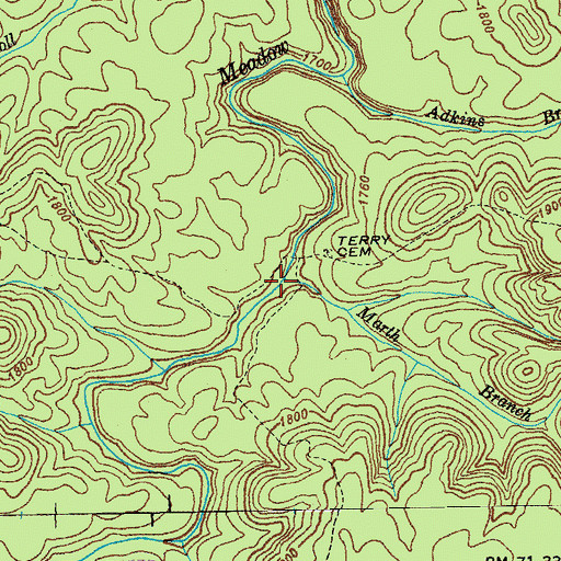 Topographic Map of Marth Branch, TN