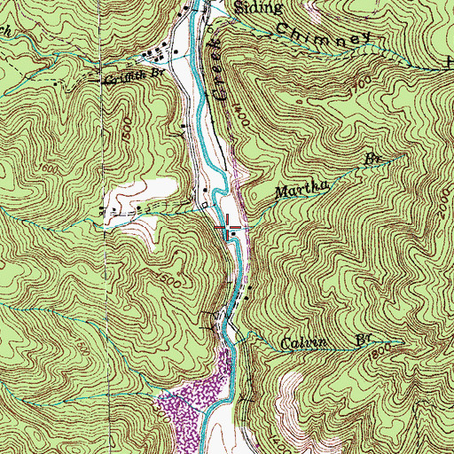 Topographic Map of Martha Branch, TN