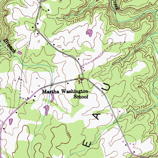 Topographic Map of Martha Washington School, TN