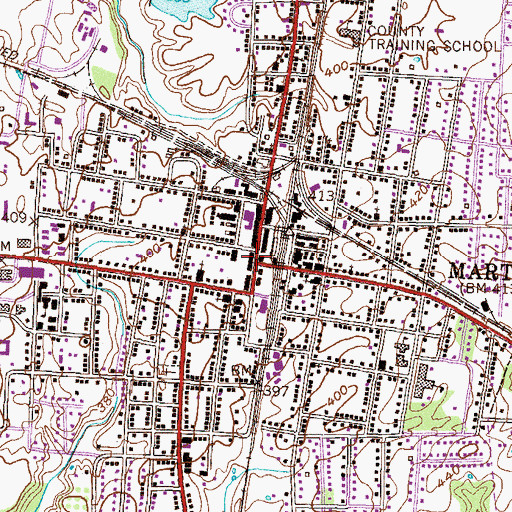 Topographic Map of Martin, TN