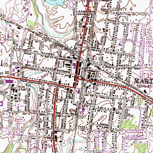 Topographic Map of Martin, TN