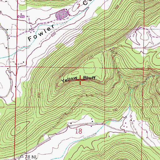Topographic Map of Yellow Bluff, AL