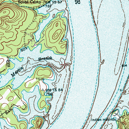 Topographic Map of Martin Branch, TN