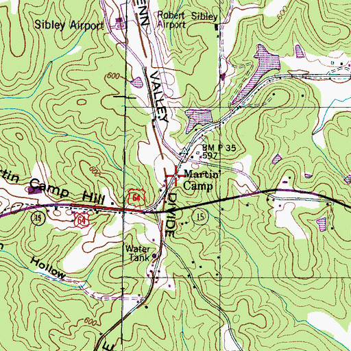 Topographic Map of Martin Camp, TN