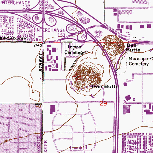 Topographic Map of Twin Butte, AZ