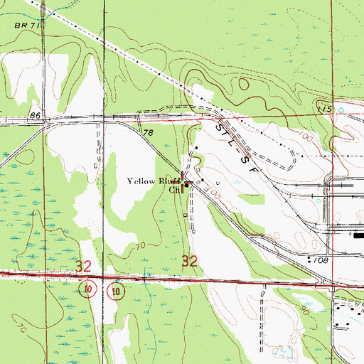Topographic Map of Yellow Bluff Church, AL