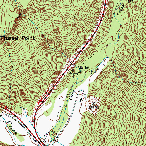 Topographic Map of Martin Cemetery, TN