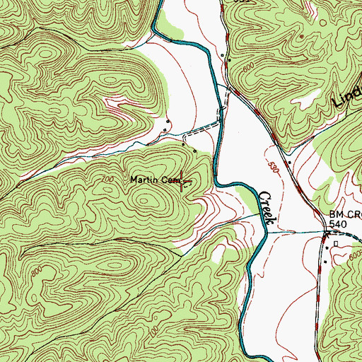 Topographic Map of Martin Cemetery, TN