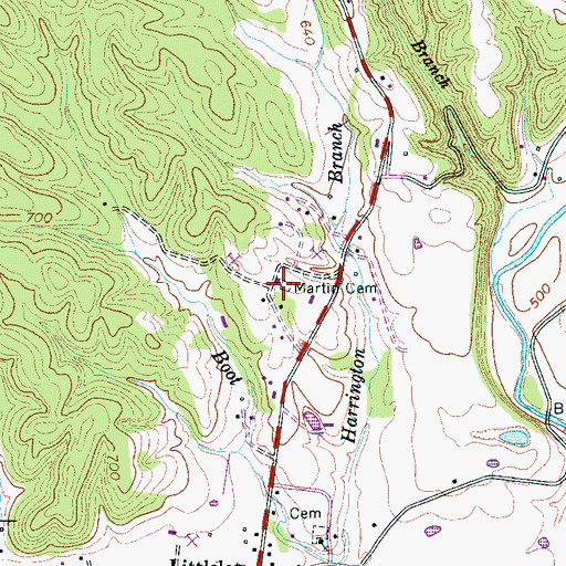 Topographic Map of Martin Cemetery, TN