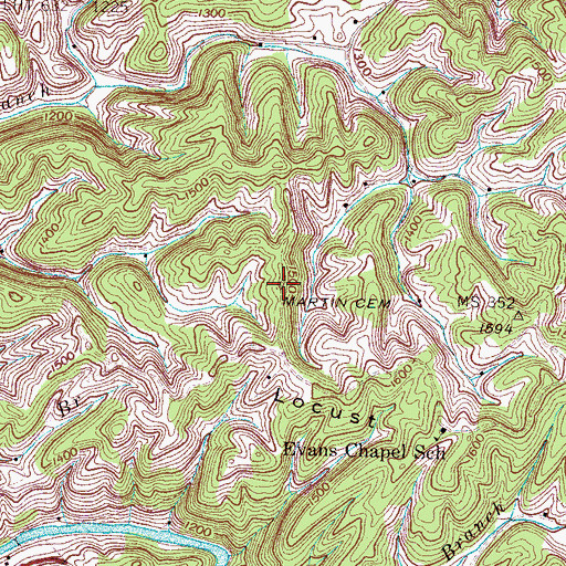 Topographic Map of Martin Cemetery, TN