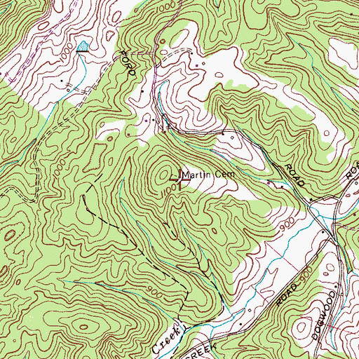 Topographic Map of Martin Cemetery, TN