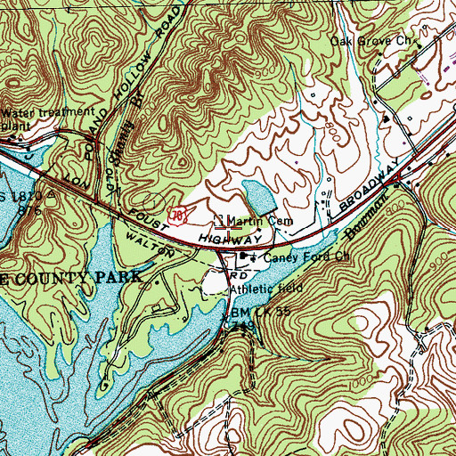 Topographic Map of Martin Cemetery, TN