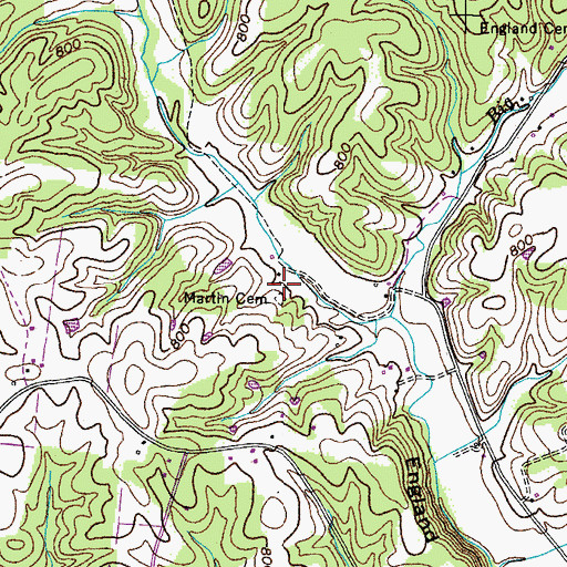 Topographic Map of Martin Cemetery, TN