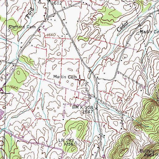 Topographic Map of Martin Cemetery, TN