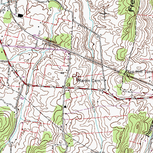 Topographic Map of Martin Cemetery, TN