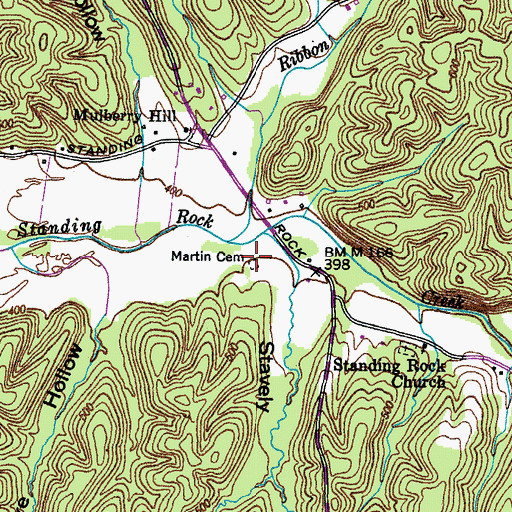 Topographic Map of Martin Cemetery, TN