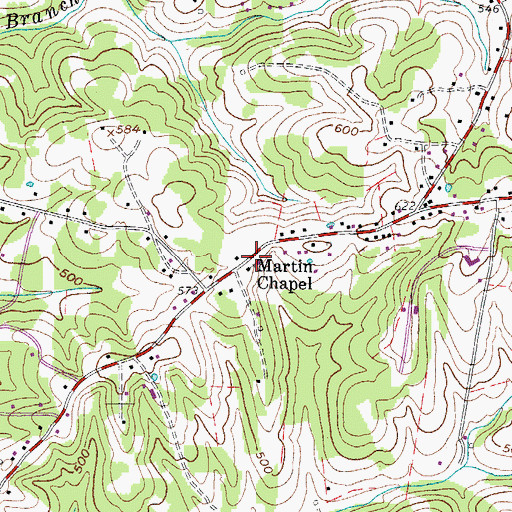 Topographic Map of Martin Chapel, TN