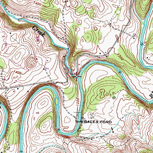 Topographic Map of Martin Creek, TN