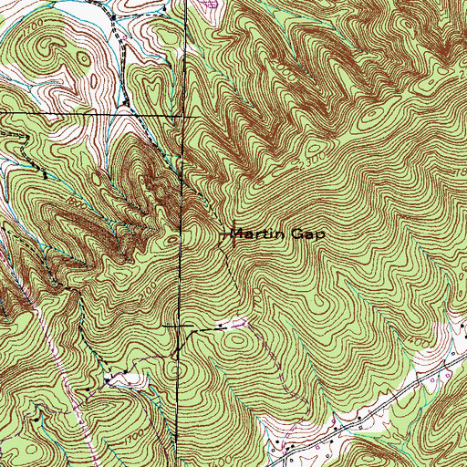 Topographic Map of Martin Gap, TN