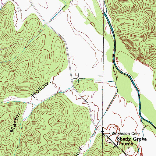 Topographic Map of Martin Hollow, TN
