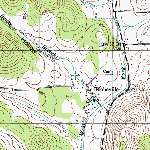 Topographic Map of Martin Hollow, TN