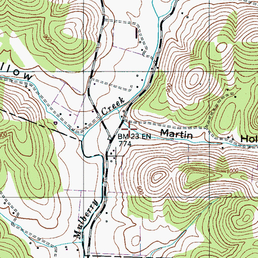 Topographic Map of Martin Hollow, TN