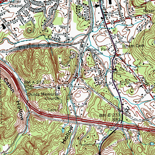 Topographic Map of Martin Hollow, TN