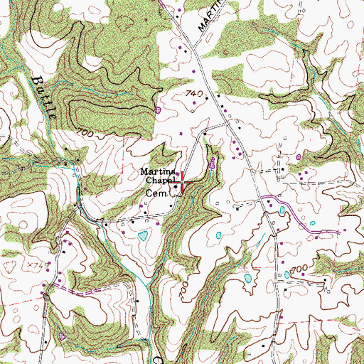Topographic Map of Martins Chapel, TN