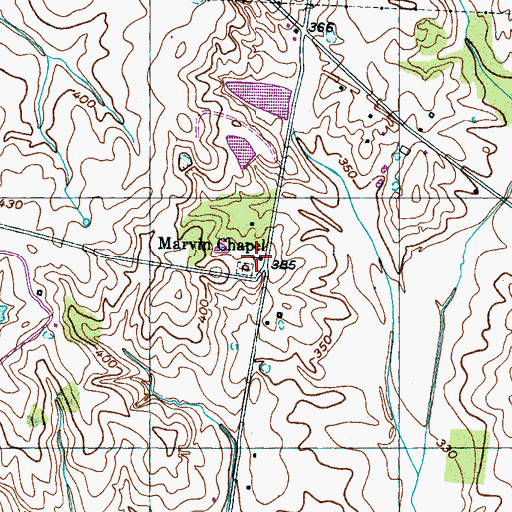 Topographic Map of Marvin Chapel, TN