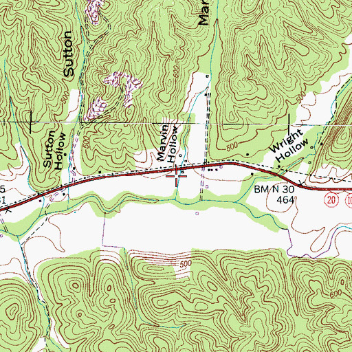 Topographic Map of Marvin Hollow, TN