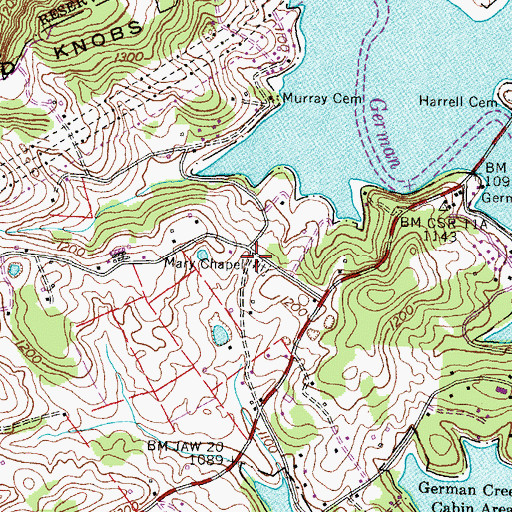 Topographic Map of Mary Chapel, TN