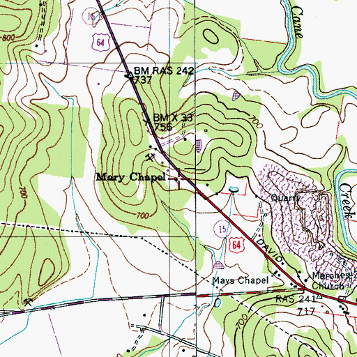 Topographic Map of Mary Chapel School, TN