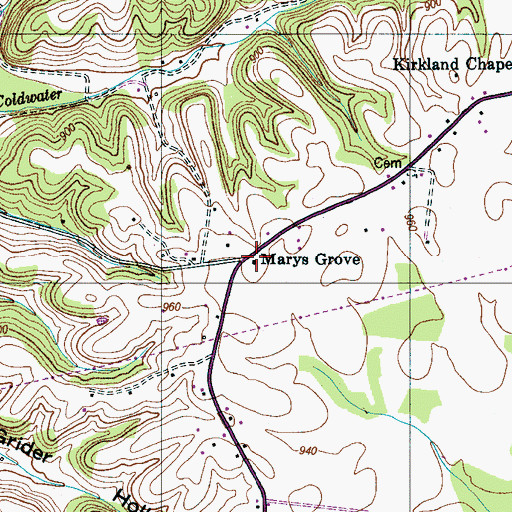 Topographic Map of Marys Grove School, TN