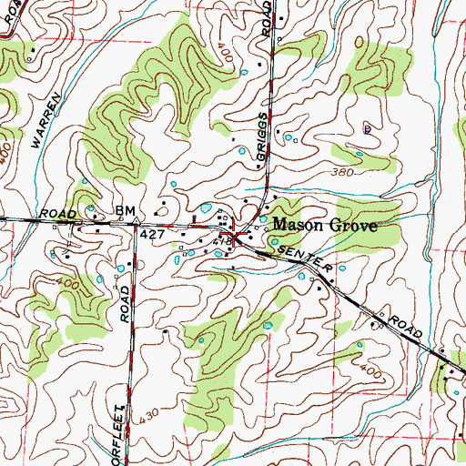 Topographic Map of Mason Grove, TN