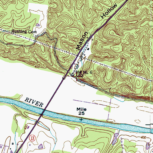 Topographic Map of Mason Hollow, TN