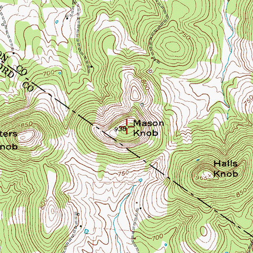 Topographic Map of Mason Knob, TN