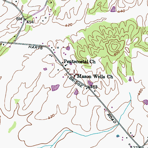Topographic Map of Mason Wells Church, TN