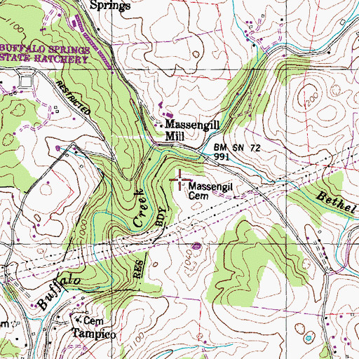 Topographic Map of Massengill Cemetery, TN