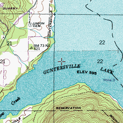 Topographic Map of Yellow Creek, AL
