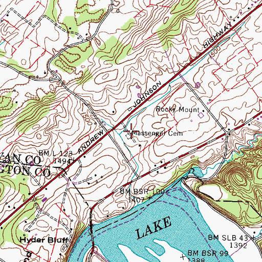 Topographic Map of Massengill Cemetery, TN