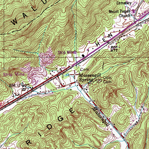 Topographic Map of Massengill Spring, TN